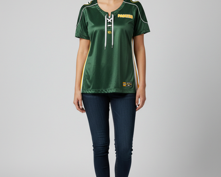NFL Green Green Bay Packers Lace-Up V-Neck Jersey