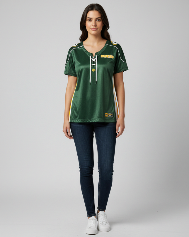 NFL Green Green Bay Packers Lace-Up V-Neck Jersey