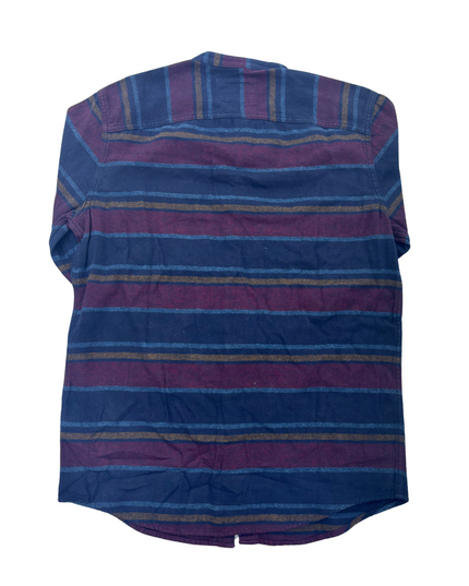 Hollister Striped Flannel Shirt – Maroon & Navy - M