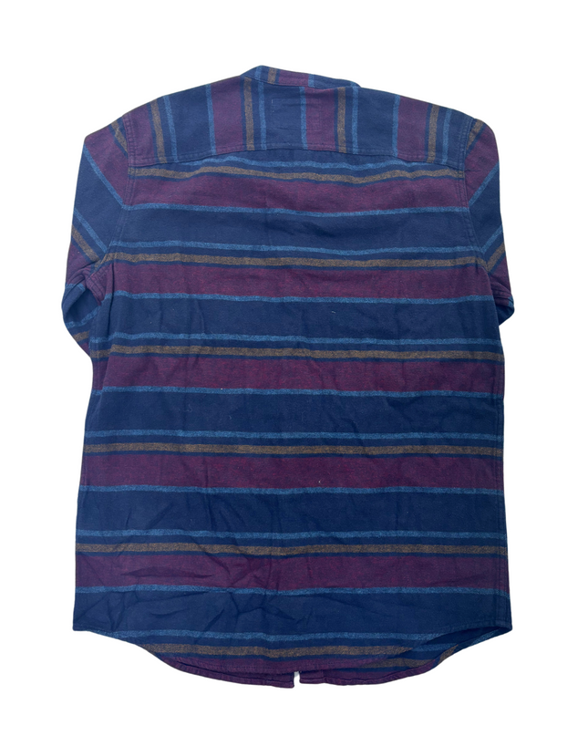 Hollister Striped Flannel Shirt – Maroon & Navy - M