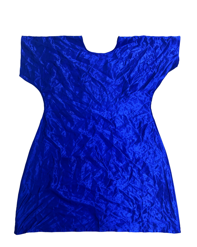 Blue Velvet Traditional Loose-Fitting Dress - L