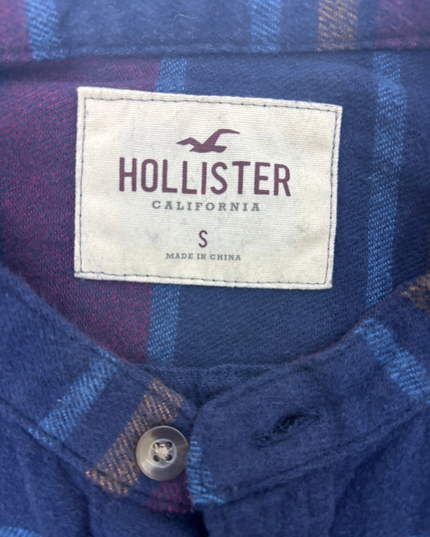 Hollister Striped Flannel Shirt – Maroon & Navy - M