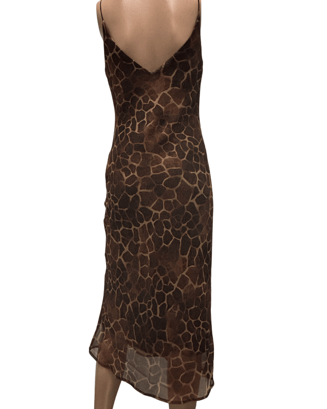 Cooper St Giraffe Print Y2K Animal Print Midi Mesh Slip Dress