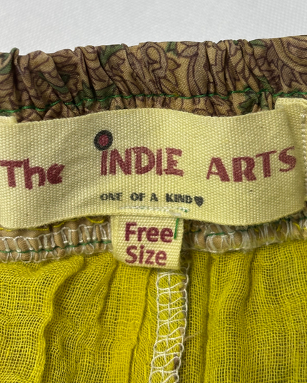 The Indie Arts Boho Olive & Mustard Floral Wide-Leg Palazzo Pants