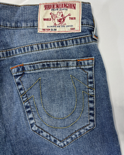 True Religion Slim Fit Blue Denim Jeans - L | Waist: 34"