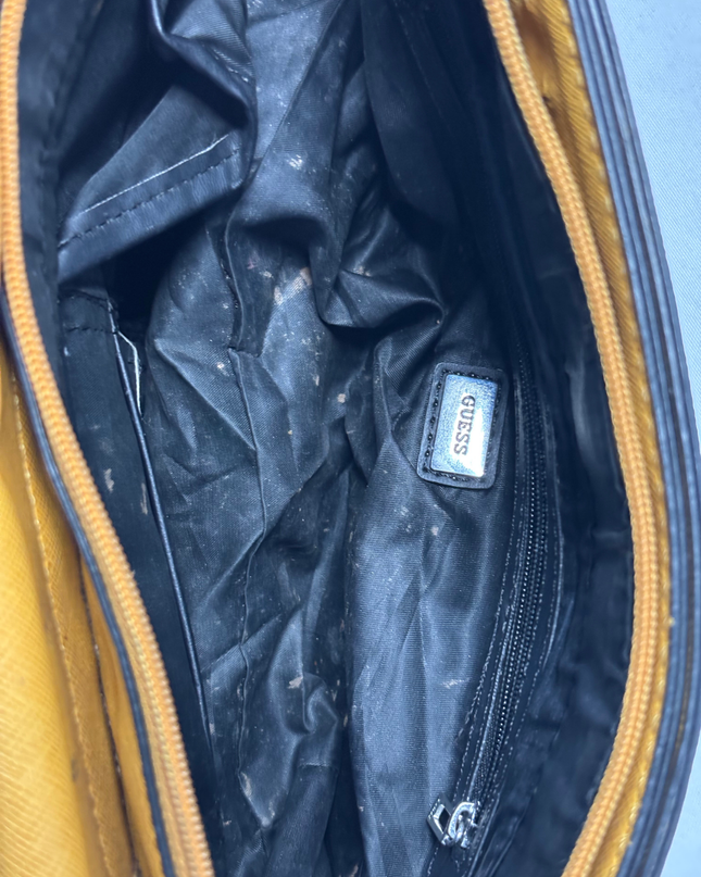 GUESS Monogram & Mustard Yellow Flap Crossbody Bag