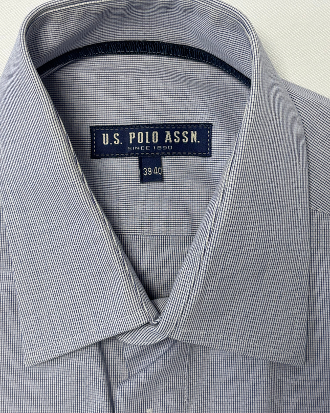 U.S. Polo Assn. Navy Micro-Check Long Sleeve Button-Down Shirt