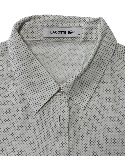Lacoste Micro-Printed White Button-Up Dress Shirt - S