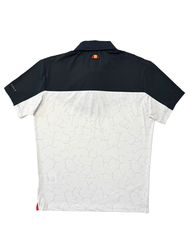 Ellesse Golf Black & White Cracked Marble Performance Polo Shirt