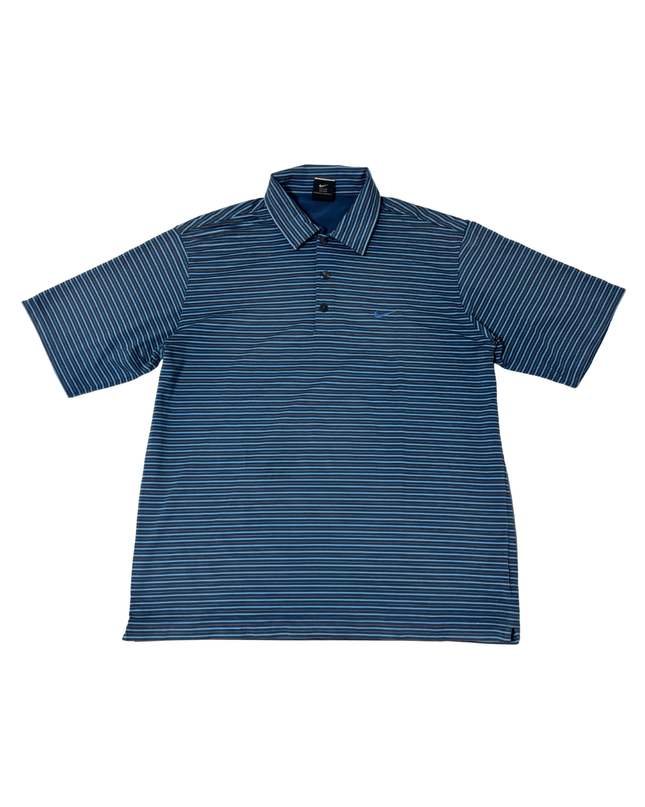 Nike Dri-FIT Blue & Orange Striped Golf Polo Shirt - XXL