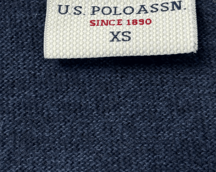 U.S. Polo Assn. Rhinestone Logo V-Neck Navy Blue Knit Sweater