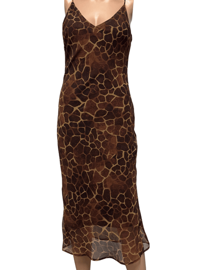 Cooper St Giraffe Print Y2K Animal Print Midi Mesh Slip Dress