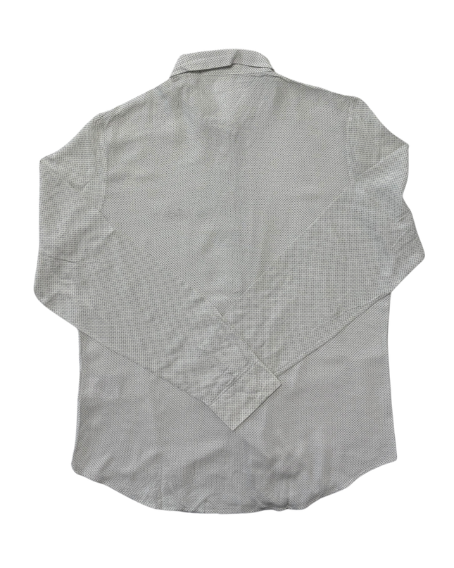 Lacoste Micro-Printed White Button-Up Dress Shirt - S