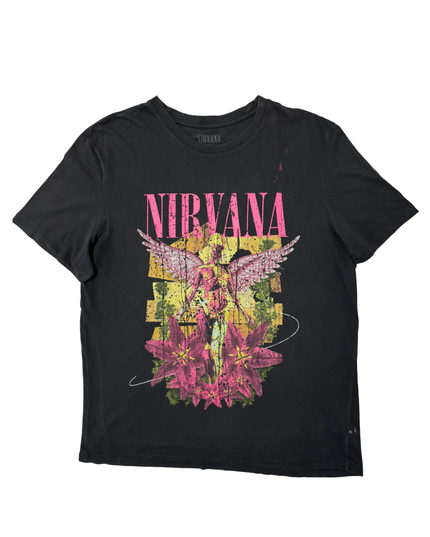 COLLECTIBLE Nirvana In Utero Angel Graphic Black Band T-Shirt - L
