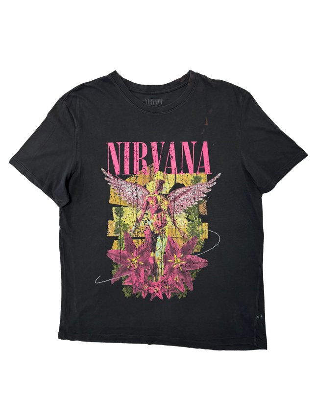 COLLECTIBLE Nirvana In Utero Angel Graphic Black Band T-Shirt - L