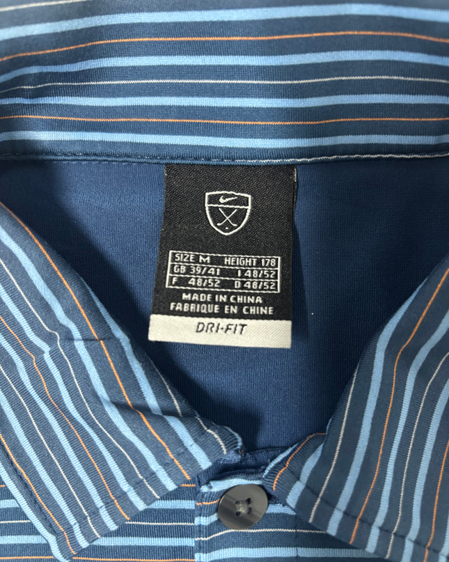 Nike Dri-FIT Blue & Orange Striped Golf Polo Shirt - XXL