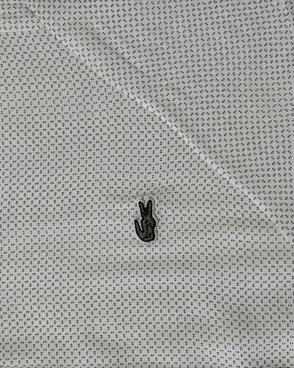 Lacoste Micro-Printed White Button-Up Dress Shirt - S