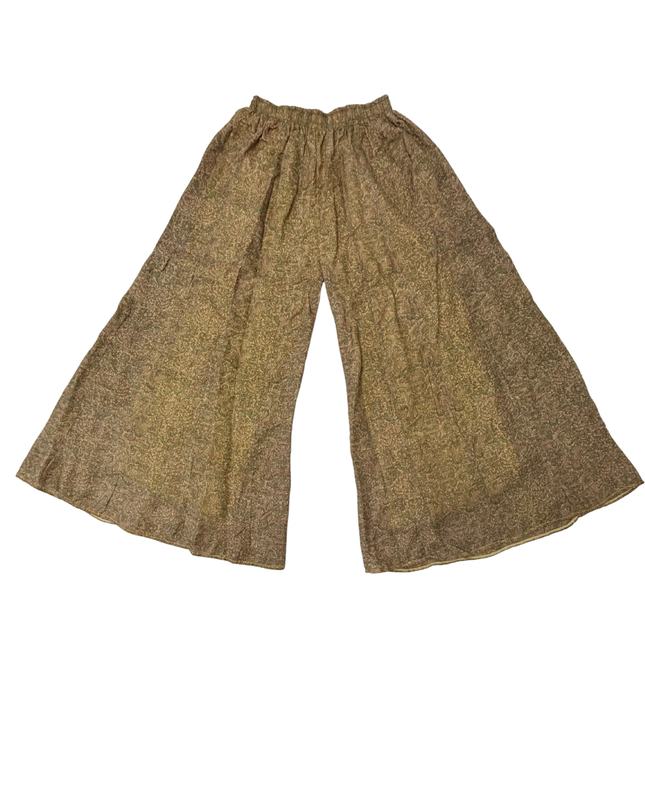 The Indie Arts Boho Olive & Mustard Floral Wide-Leg Palazzo Pants