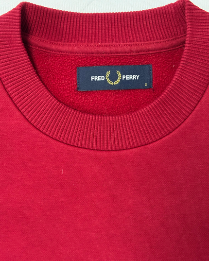 Fred Perry Red Laurel Wreath Logo Crewneck Sweatshirt