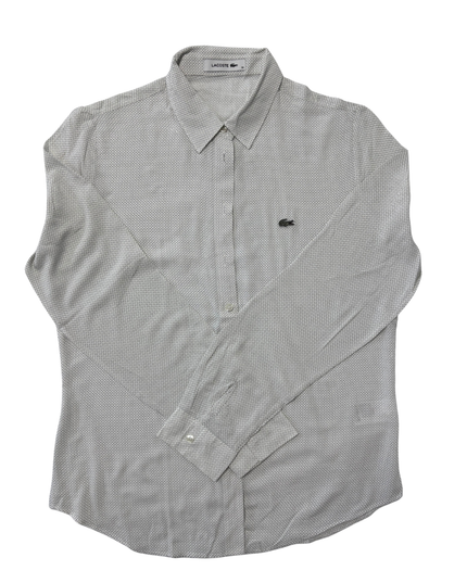 Lacoste Micro-Printed White Button-Up Dress Shirt - S