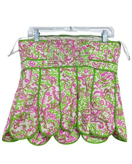 Lilly Pulitzer Pink & Green Scalloped Hem Strapless Top