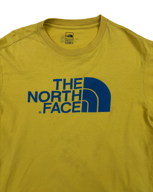 The North Face Blue Logo Mustard Yellow Outdoor T-Shirt - M