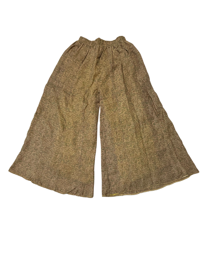 The Indie Arts Boho Olive & Mustard Floral Wide-Leg Palazzo Pants
