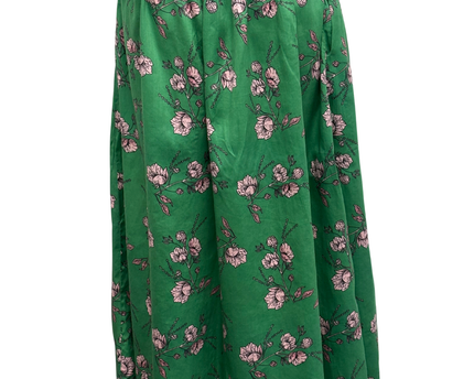 Sapphire West Kelly Green Floral Print A-Line Midi Skirt