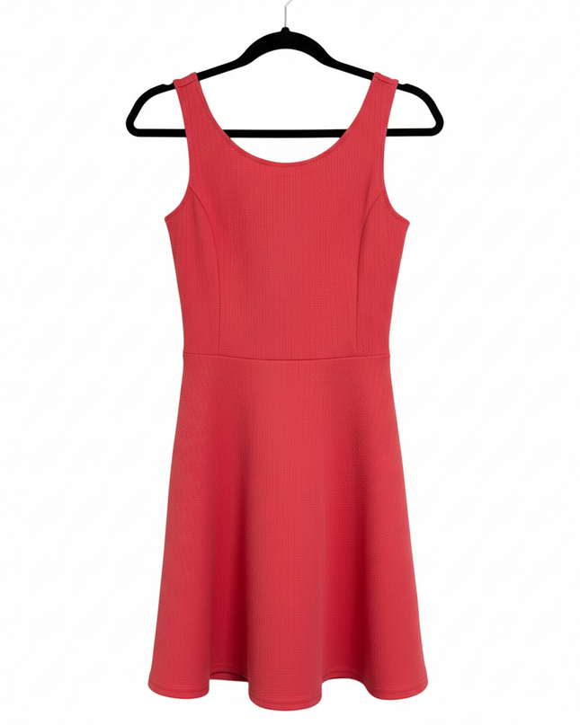H&M Divided Coral Sleeveless Textured Fit and Flare Mini Dress