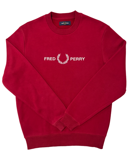 Fred Perry Red Laurel Wreath Logo Crewneck Sweatshirt