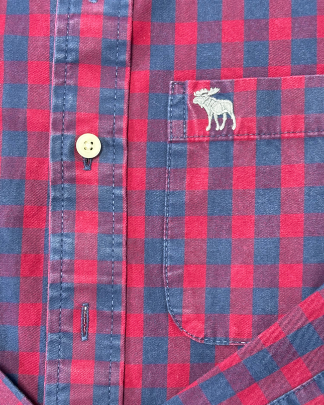 Abercrombie & Fitch Red & Navy Buffalo Check Muscle Fit Shirt
