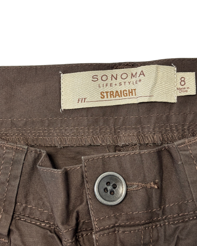 Sonoma Life + Style Straight Fit Brown Cotton Cargo Pants - M | Waist: 30"