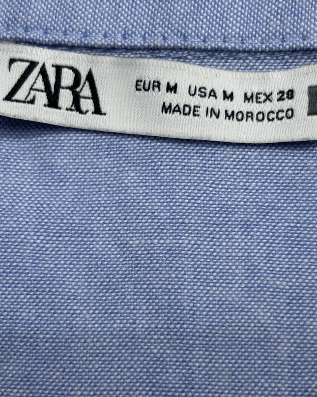 Zara Light Blue Tiered Long Sleeve V-Neck Mini Dress