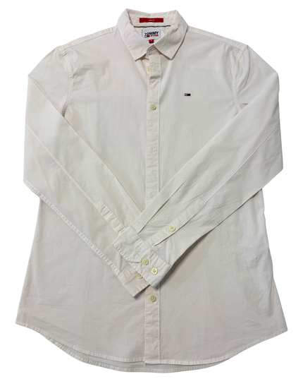 Tommy Jeans Slim Fit Off-White Long Sleeve Shirt