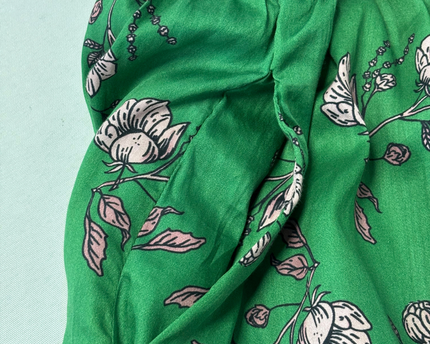 Sapphire West Kelly Green Floral Print A-Line Midi Skirt