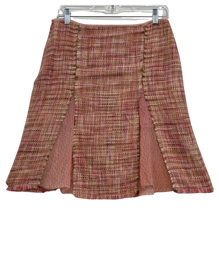 Liz Claiborne Pink Bouclé Tweed Silk Pleat Inserts Mini Skirt