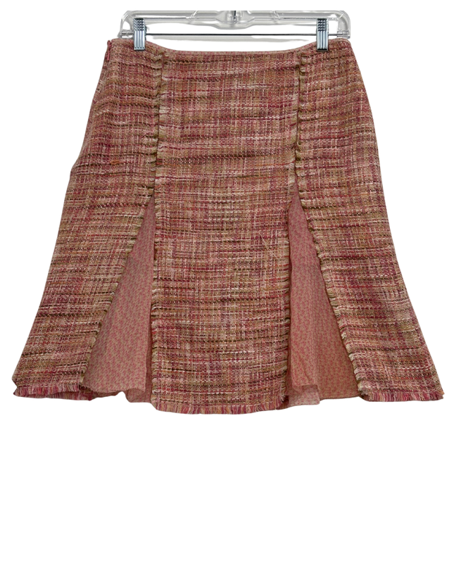 Liz Claiborne Pink Bouclé Tweed Silk Pleat Inserts Mini Skirt
