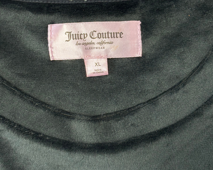 Juicy Couture Black Velour Rhinestone Logo Y2K Bling Crewneck Top