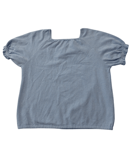 Uniqlo Seersucker Striped Puff Sleeve Square Neck Blouse