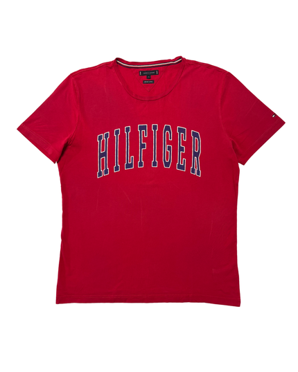 Tommy Hilfiger Red Organic Cotton Hilfiger Logo T-Shirt - L