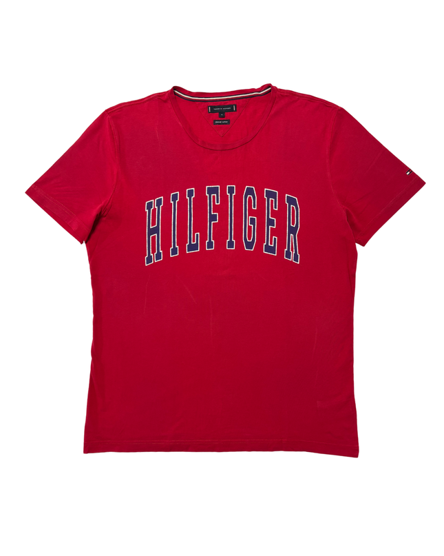 Tommy Hilfiger Red Organic Cotton Hilfiger Logo T-Shirt - L
