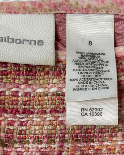 Liz Claiborne Pink Bouclé Tweed Silk Pleat Inserts Mini Skirt