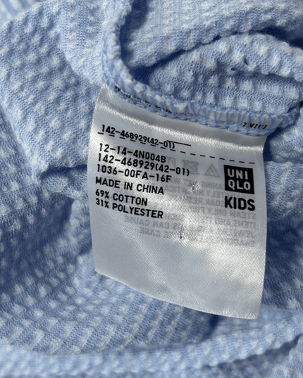 Uniqlo Seersucker Striped Puff Sleeve Square Neck Blouse