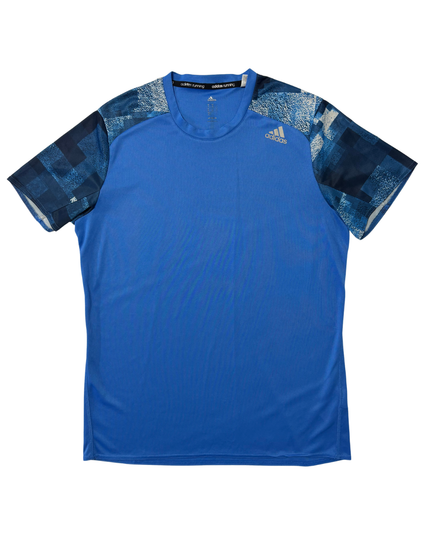 Adidas Running Blue Graphic Sleeve Climalite Training T-Shirt