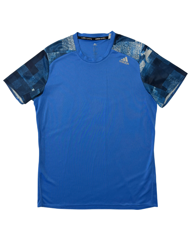 Adidas Running Blue Graphic Sleeve Climalite Training T-Shirt