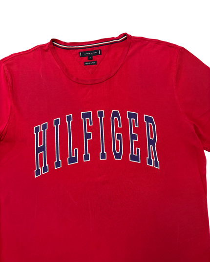 Tommy Hilfiger Red Organic Cotton Hilfiger Logo T-Shirt - L