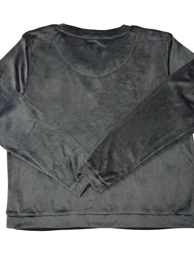 Juicy Couture Black Velour Rhinestone Logo Y2K Bling Crewneck Top