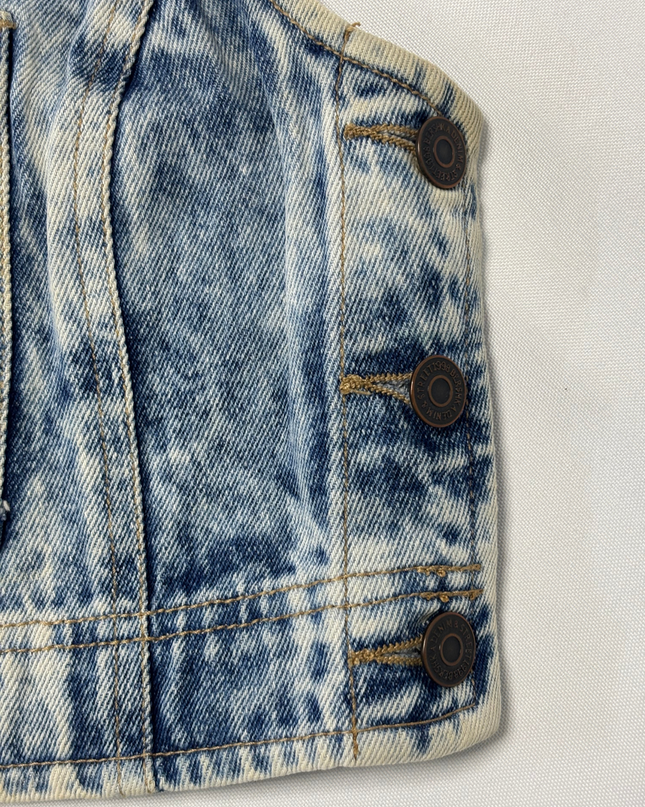 Bershka Denim Collection Acid Wash Cropped Overall Top - XS