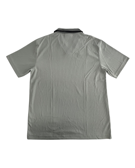 Umbro Retro Striped Ribbed Collar Gray Polo Shirt - M