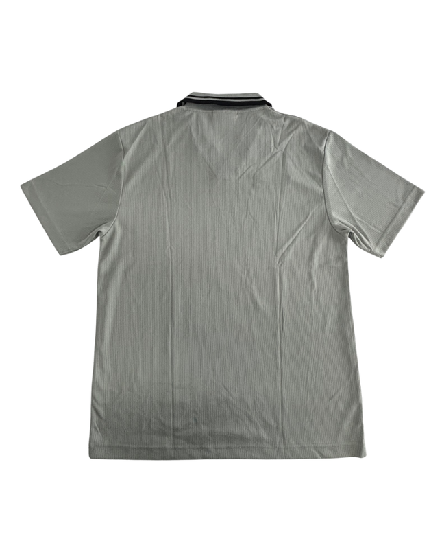 Umbro Retro Striped Ribbed Collar Gray Polo Shirt - M